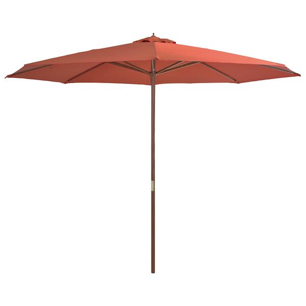 vidaXL Parasol met houten paal 350 cm terracottakleurig