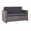 vidaXL 2-delige Loungeset met kussens poly rattan grijs