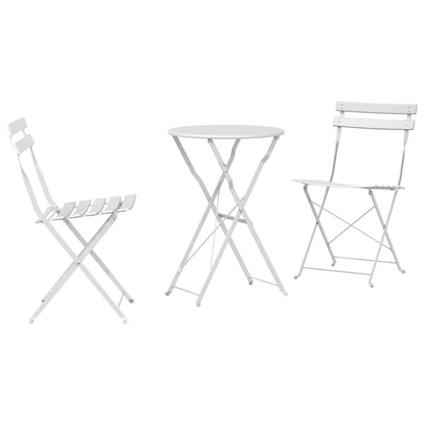 vidaXL Vouw Bistro Set 3 pcs Wit Staal