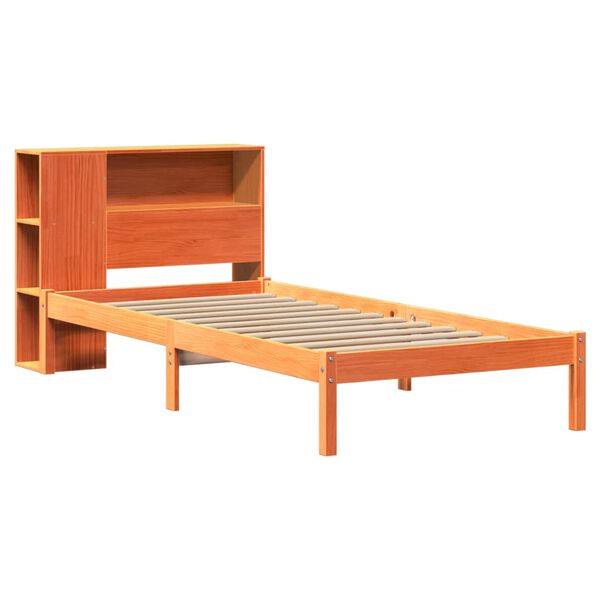vidaXL Bed met boekenkast zonder matras grenenhout wasbruin 75x190 cm