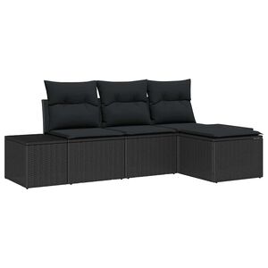 vidaXL Tuin Sofa Set 4 pcs Zwart Poly Rattan en Poedergecoat Staal
