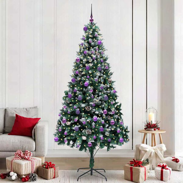 vidaXL Kunstkerstboom Groen 240 cm PVC en Staal en Kunststof