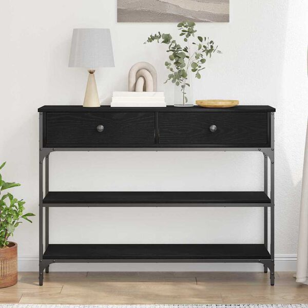 vidaXL Wandtafel met lade Zwart Eiken 72.5 x 25 x 75 cm Bewerkt hout