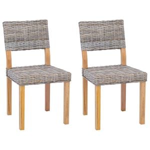 vidaXL Eetkamerstoel GENDT 2 st Kubu Rattan Kubu grijs 46 x 55 x 84 cm