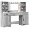 vidaXL Make-up tafel set met LED 3 pcs Grijs Sonoma Bewerkt hout
