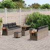 vidaXL Tuinbankenset 9 pcs Grijs Poly rattan en gepoedercoat staal