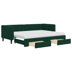vidaXL Slaapbank onderschuifbed en lades 80x200 cm fluweel donkergroen