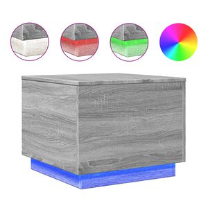 vidaXL Salontafel met LED-verlichting 50x50x40 cm grijs sonoma eiken