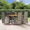 vidaXL 7-delige Tuinset met kussens poly rattan grijs