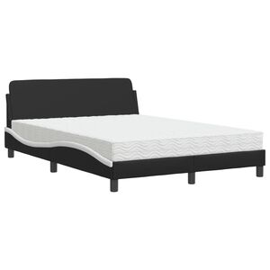 vidaXL Bed met matras "Dover" kunstleer zwart en wit 140x200 cm