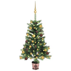 vidaXL Kunstkerstboom met verlichting en kerstballen 240 cm groen