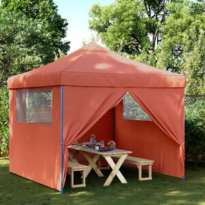 vidaXL Partytent inklapbaar pop-up met 4 zijwanden terracottakleurig