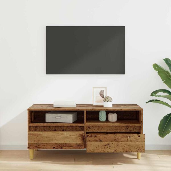 vidaXL TV-kast met lade Oud Hout 100 x 34,5 x 44,5 cm Bewerkt hout