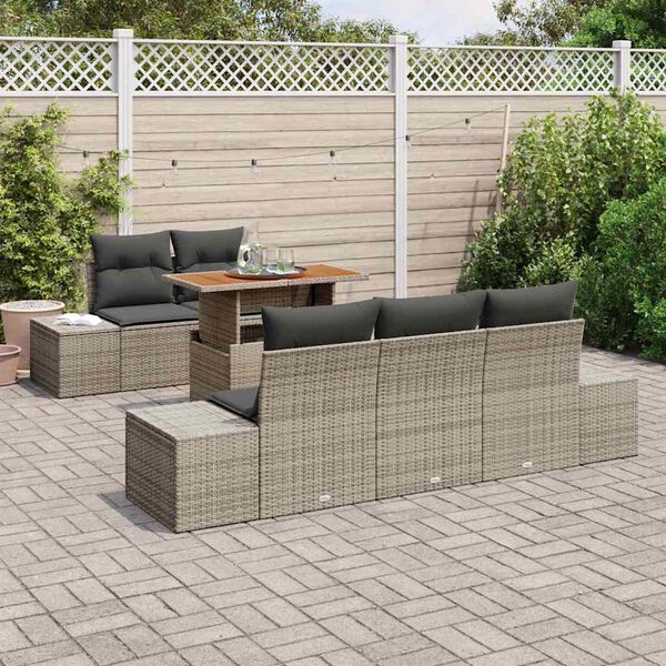 vidaXL Tuin Sofa Set met opslag 6 pcs Grijs Poly riet