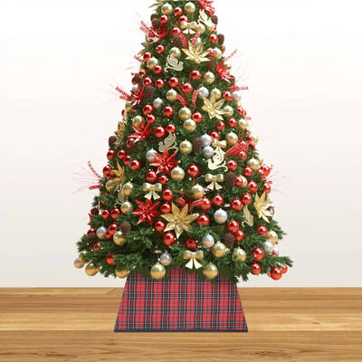 vidaXL Kerstboomrok 48x48x25 cm rood en zwart