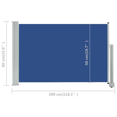 vidaXL Tuinscherm uittrekbaar 60x300 cm blauw