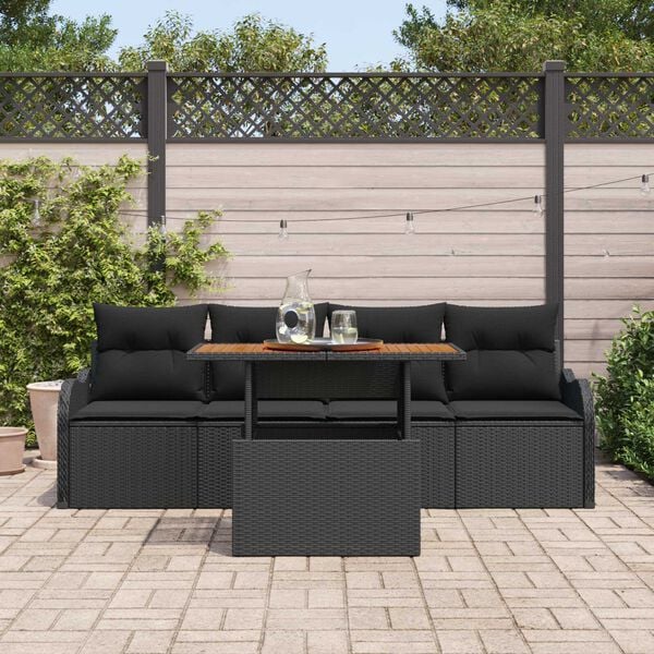 vidaXL Tuin Sofa Set met opslag 5 pcs Zwart Poly riet