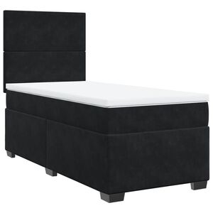 vidaXL Boxspring met matras fluweel zwart 80x200 cm