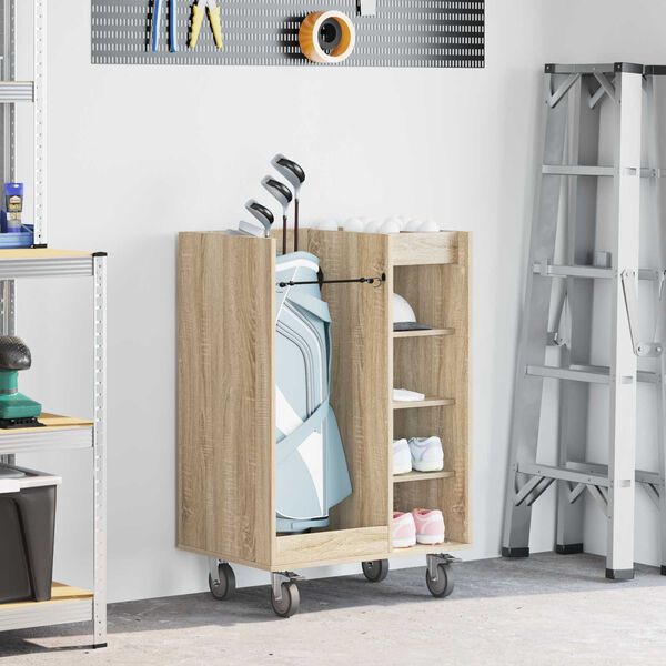 vidaXL Golfkast met wiel Effen Sonoma Eiken 65 x 45 x 98 cm