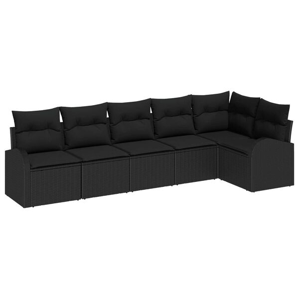vidaXL Tuin Sofa Set met kussen 6 pcs Zwart Poly riet