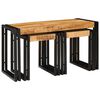 vidaXL Nesttafel 3 pcs Bruin en zwart Massief Mangohout en Metaal