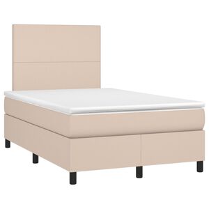 vidaXL Boxspring met matras kunstleer cappuccinokleurig 120x190 cm