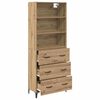 vidaXL Hoge kast Artisan Eiken 69,5 x 34 x 180 cm Bewerkt hout