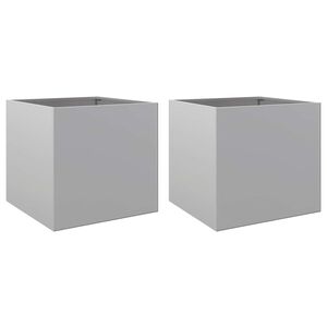 vidaXL Plantenbakken 2 st 42x40x39 cm gegalvaniseerd staal zilverkleur
