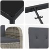 vidaXL Tuin eettafelset met kussen 7 pcs Grijs poly rattan