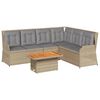 vidaXL 5-delige Loungeset met kussens poly rattan beige