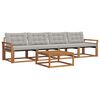 vidaXL Buiten bankenset met kussen 5 pcs Natuurlijk en Lichtgrijs