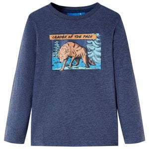 vidaXL Kindershirt met lange mouwen 128 gem&ecirc;leerd donkerblauw