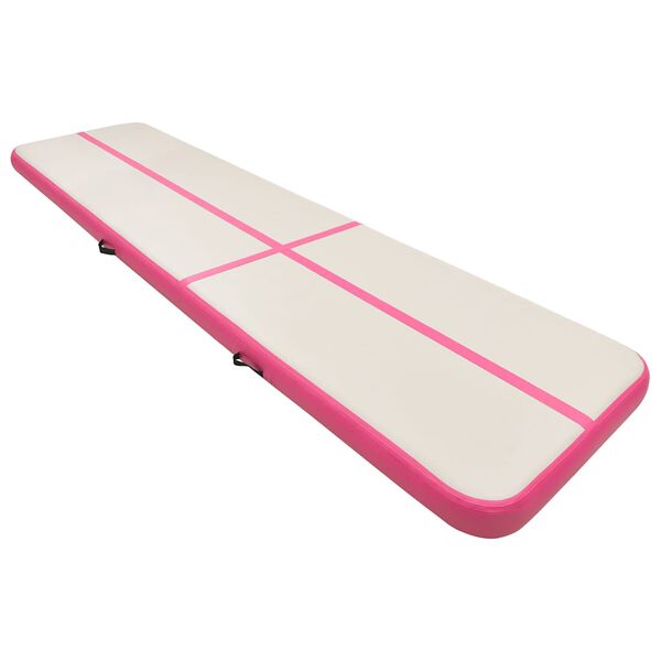 vidaXL Gymnastiekmat met pomp opblaasbaar 800x100x15 cm PVC roze