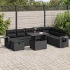 vidaXL 9-delige Loungeset met kussens poly rattan zwart