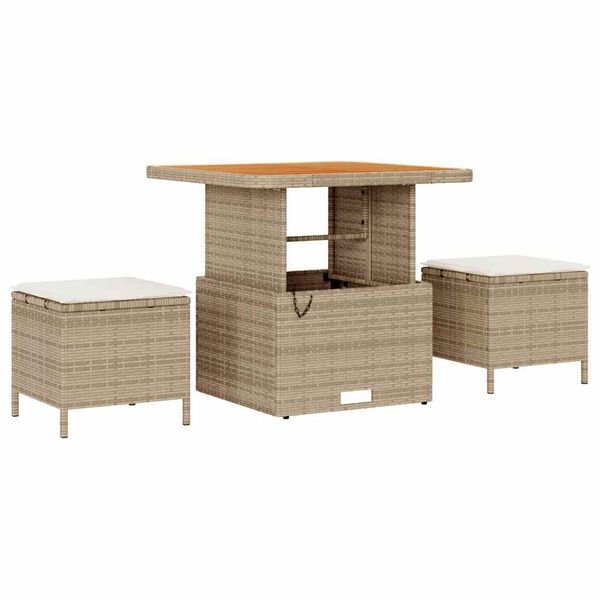 vidaXL Tuinbankenset met kussen 8 pcs Beige poly rattan