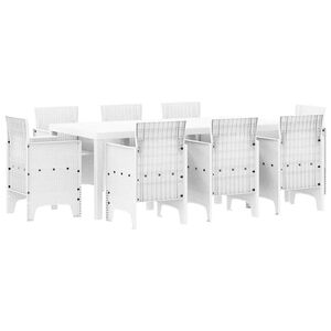 vidaXL Tuin eettafelset 9 st Wit Polypropyleen