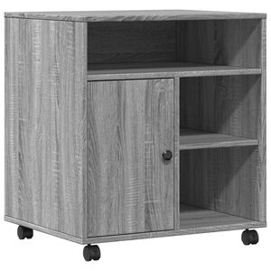 vidaXL Printerkastje met wielen 60x50x67 cm grijs sonoma eikenkleur