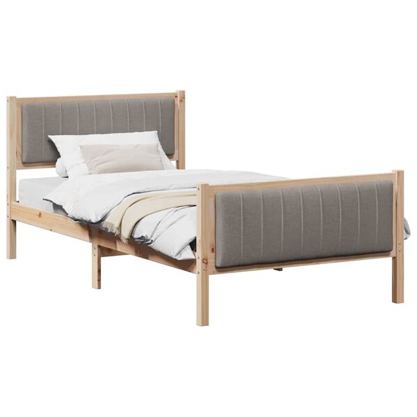vidaXL Bedframe Bruin en taupe 100 x 200 cm Massief grenenhout