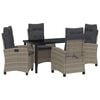 vidaXL Tuin eettafelset met kussen 5 pcs Grijs poly rattan