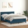 vidaXL Boxspring met matras fluweel donkerblauw 140x210 cm