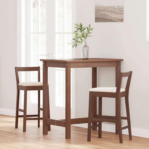 vidaXL Barkrukken met kussens 2 stuks Bruin massief hout rubber