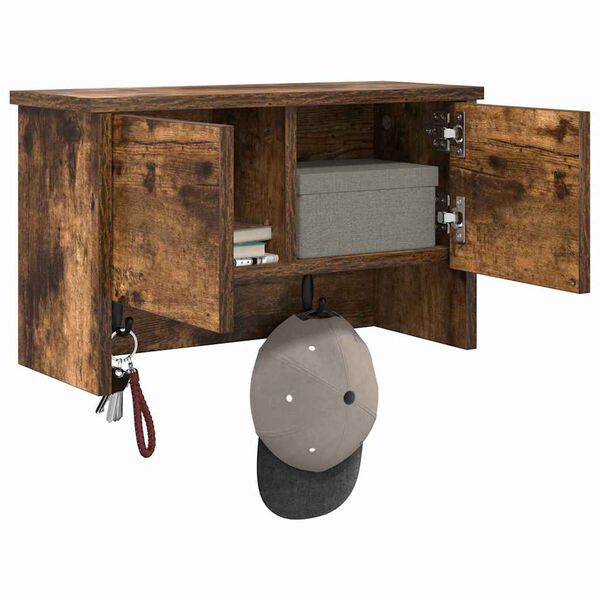 vidaXL Wandgemonteerde kapstok met plank Gerookt eiken 50 x 20 x 30 cm