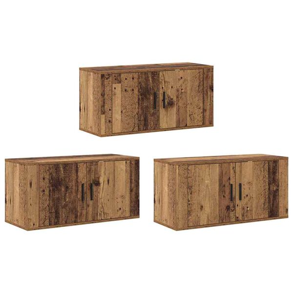 vidaXL Wandtv-kast Set 3 pcs Oud Hout 80 x 34,5 x 40 cm Bewerkt hout