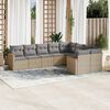vidaXL 9-delige Loungeset met kussens poly rattan gemengd beige