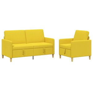 vidaXL Bankenset met opbergruimte 2 st Lichtgeel Polyester