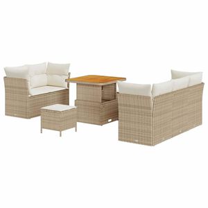 vidaXL Tuin Sofa Set met kussen met opslag 8 pcs beige en cr&egrave;mekleurig