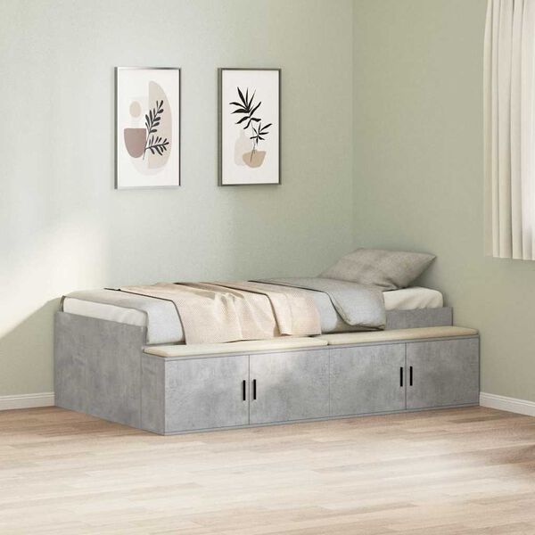 vidaXL Bedframe met lade Beton Grijs 90 x 190 cm Bewerkt hout