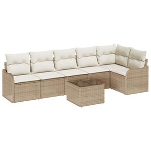 vidaXL Tuin Sofa Set 7 pcs Beige poly rattan