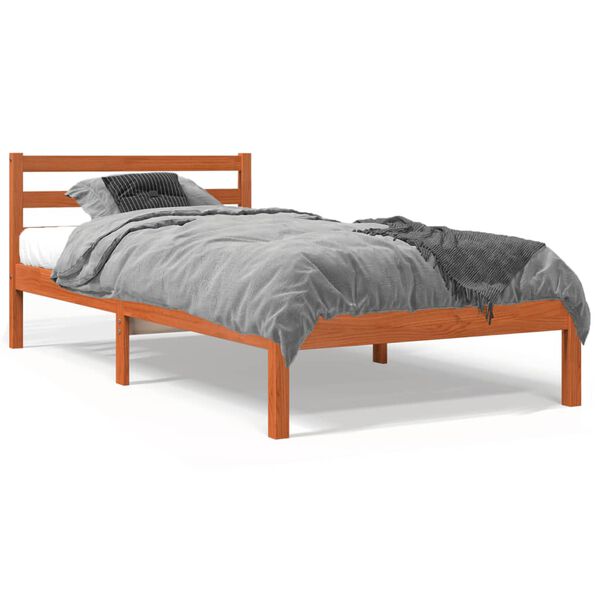 vidaXL Bedframe zonder matras massief grenenhout wasbruin 90x190 cm