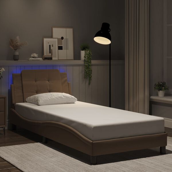 vidaXL Bedframe met LED zonder matras "Zadar" cappuccino 100x200 cm